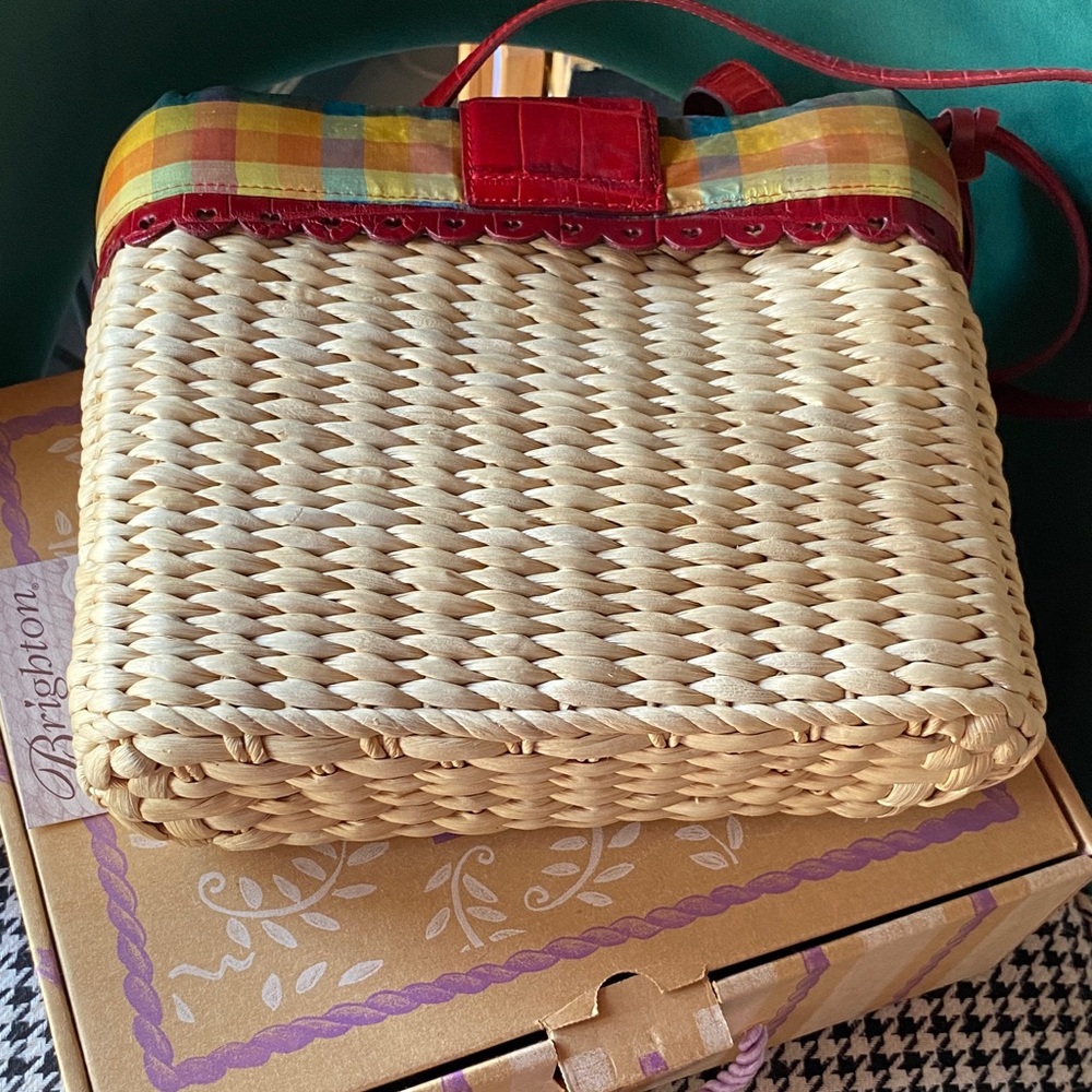 Brighton Woven Shoulder Bag with Red and Plaid - Picture 5 of 8